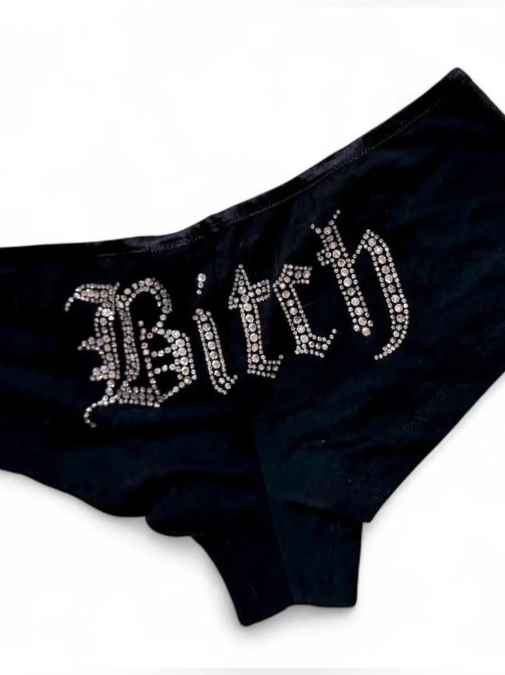 Black Rhinestone Hipster Briefs Sz M